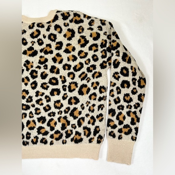 KNOX ROSE Cheetah Leopard Animal Print Crew Neck Sweater Size Medium Boho Fall - Picture 9 of 13